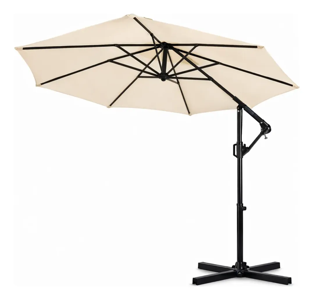 Sombrilla Grande Jardin 3m Manivela Parasol Lateral Cruz Color Blanco — foto 2 de 2